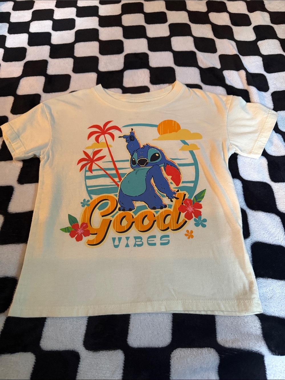 Good Vibes Stitch Graphic Tee - Yellow